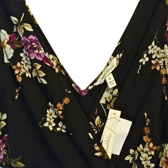 Speechless Black Floral Sleeveless Skater Dress Size XL - Picture 4 of 7